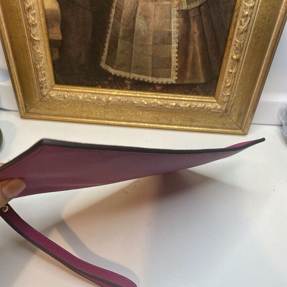 MICHAEL KORS MK Jet Set LG CLUTCH Zip Wristlet Wallet Pomegranate Purple Leather - Picture 3 of 12